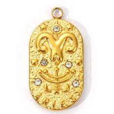 Charms médaille Bélier Astro Strass Blanc