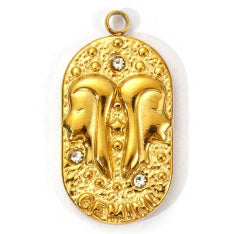 Charms médaille Gémeau Astro Strass Blanc