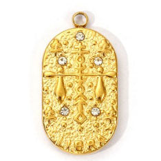 Charms médaille Balance Astro Strass Blanc