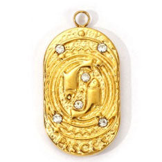 Charms médaille Poisson Astro Strass Blanc