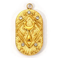 Charms médaille Taureau Astro Strass Blanc