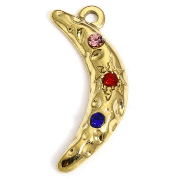 Charms Lune - Strass Rose Rouge Bleu