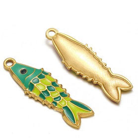Charms Poisson émail vert