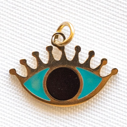 Charms Oeil émail turquoise