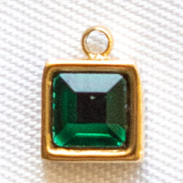 Charms Strass carré vert - Petit