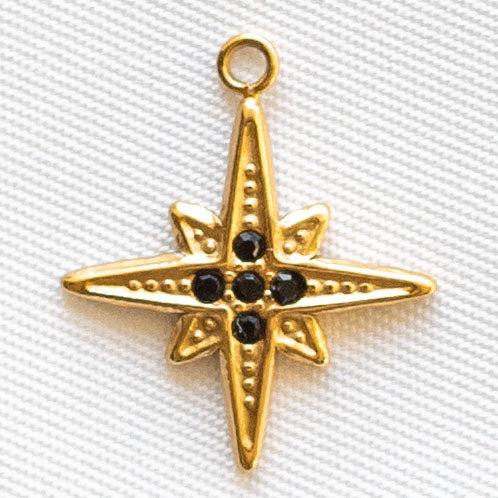 Charms Etoile strass noir - Grande