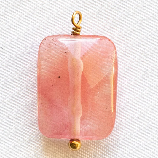 Charms Rectangle facetté - Quartz cerise - Grande
