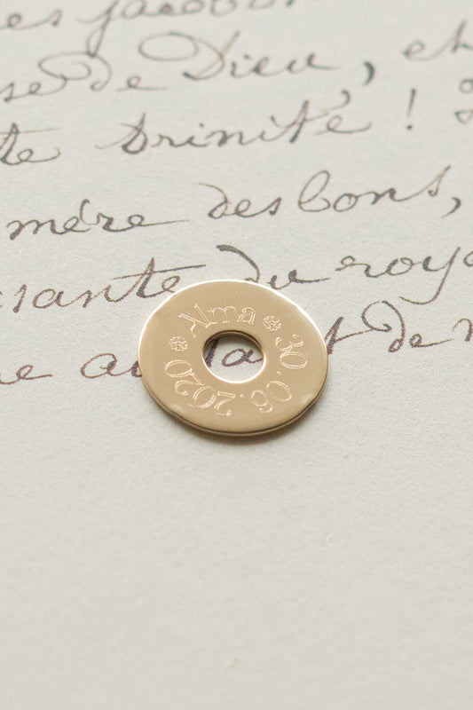 Médaille à graver Béatrice - Plaqué or - 15mm