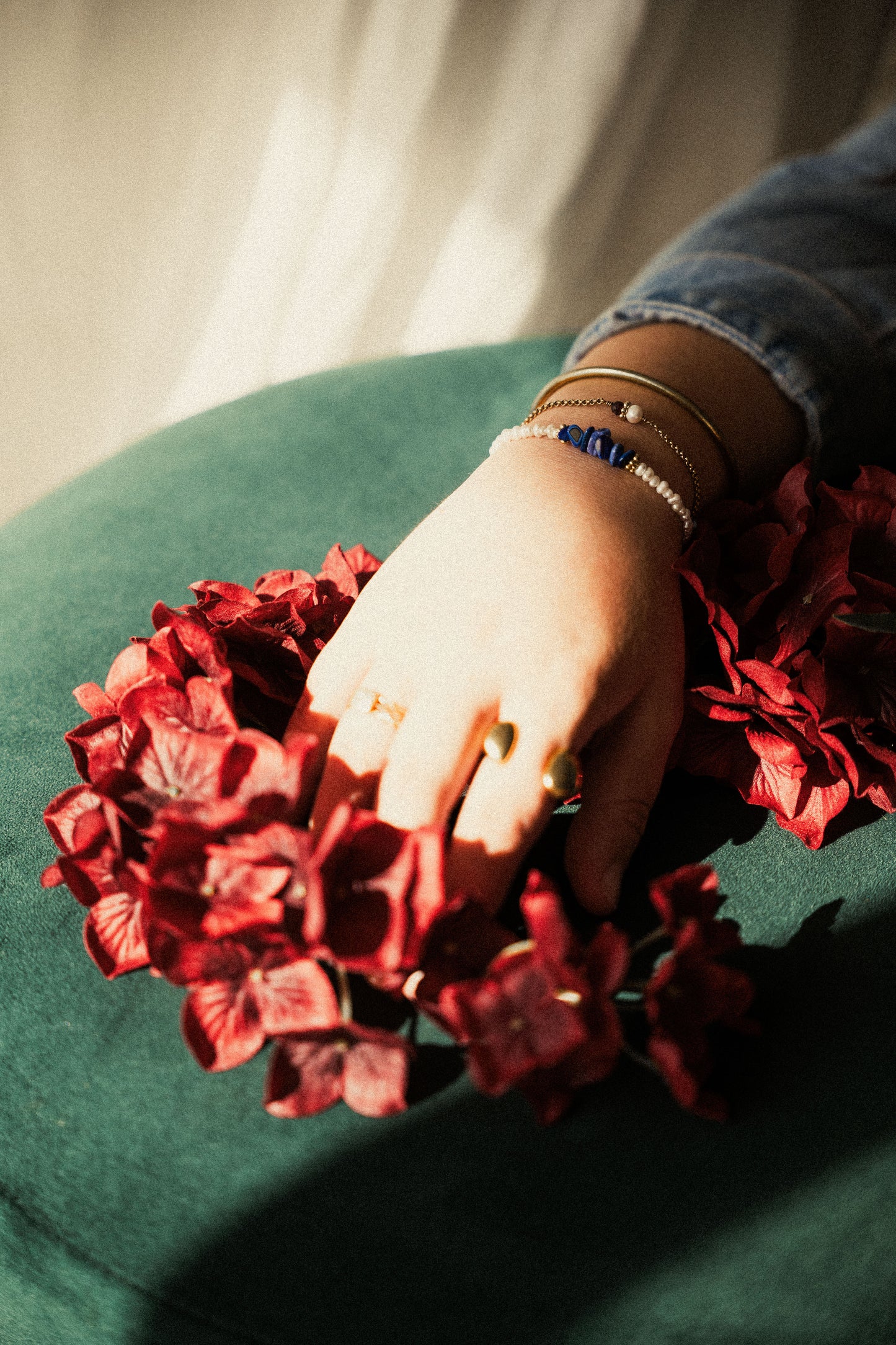 Bracelet Evan - Coquillages bleus et Perles d'eau douce