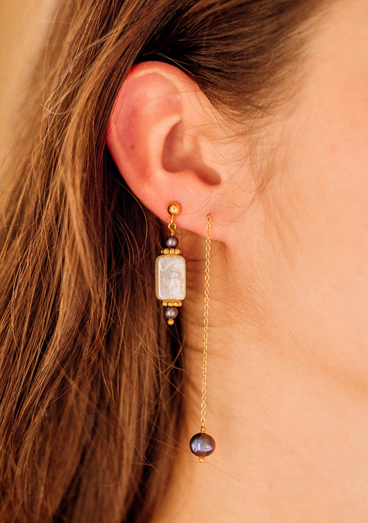 Boucles Alba - Perles d’eau douce grises