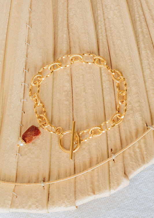 Bracelet Suzie - Pierre de soleil ocre