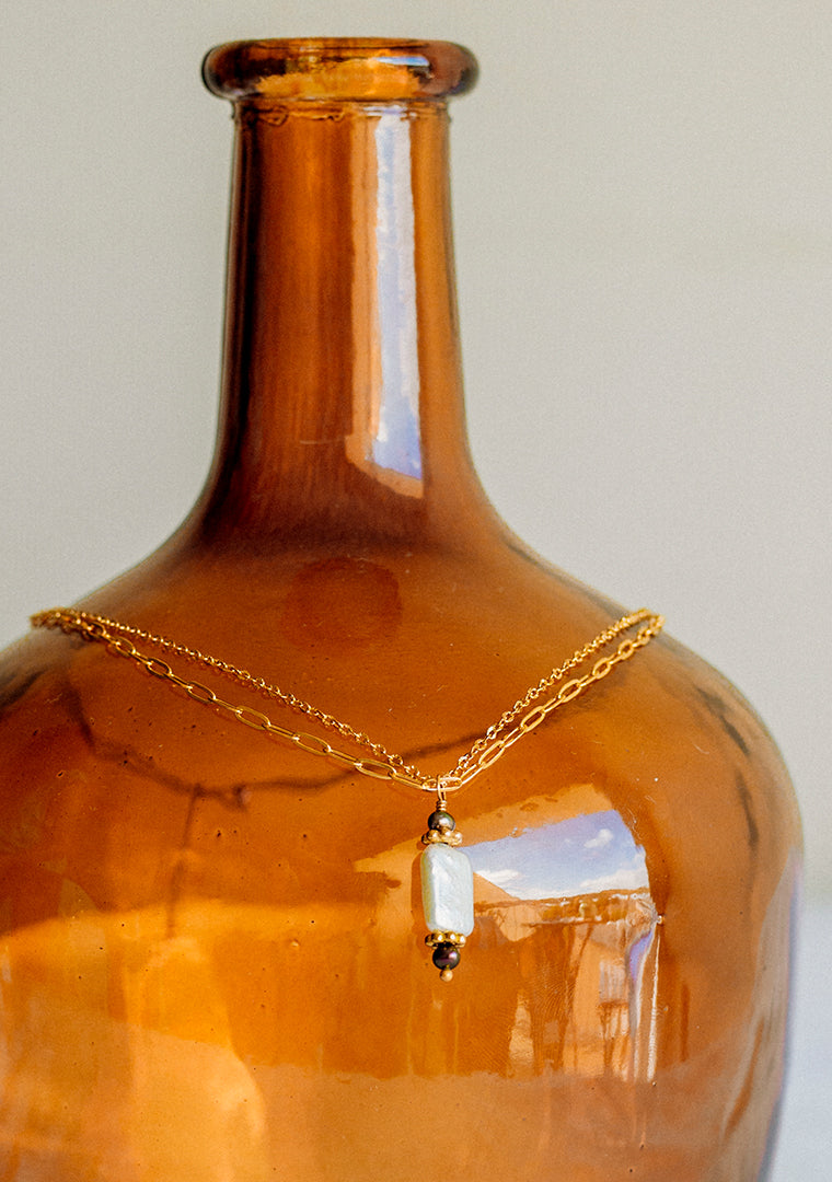 Collier Horia - Perles d’eau douce blanche & grises