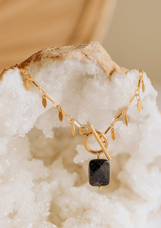 Collier Lou - Pierre de Soleil bleu nuit