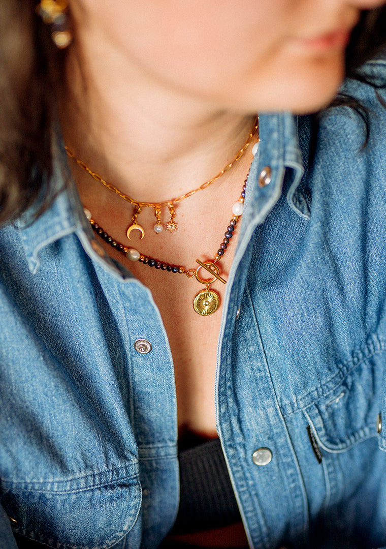 Collier Masha - Perles d’eau douce grises