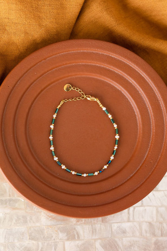 Bracelet Catalina - Hématites kaki & Perles d’eau douce