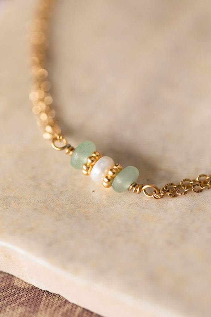 Bracelet Luana - Aventurines & Perle d’eau douce