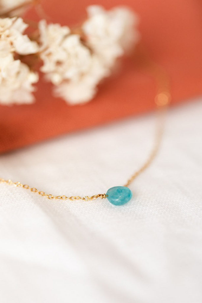 Collier Romy - Jade teintée bleue