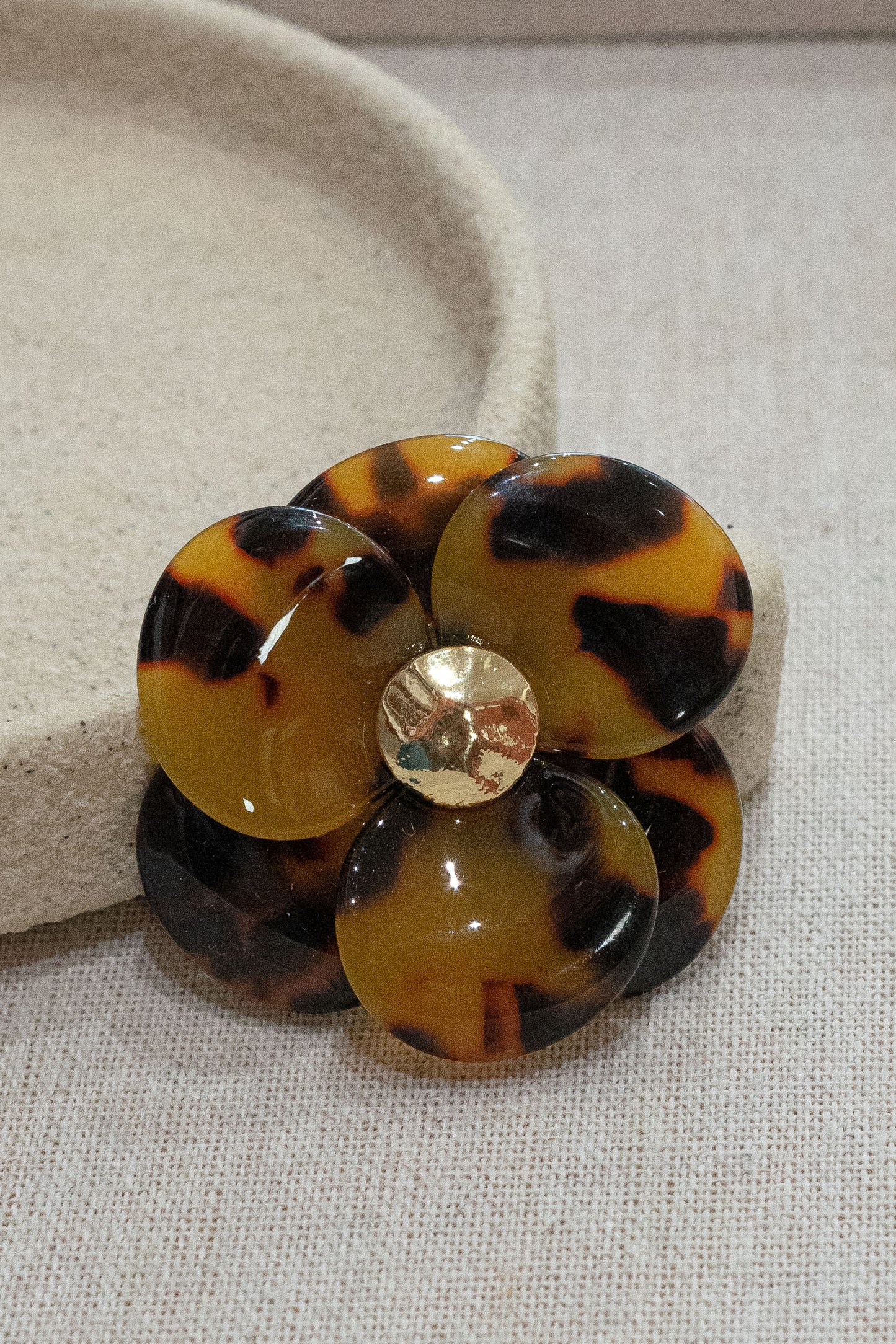 Broche Camélia - Marron